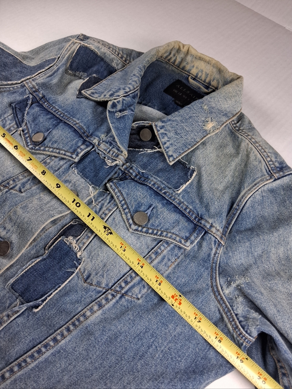 Allsaints Y2K Distressed Jean Jacket Womens Size U.S-8 - Picture 9 of 16